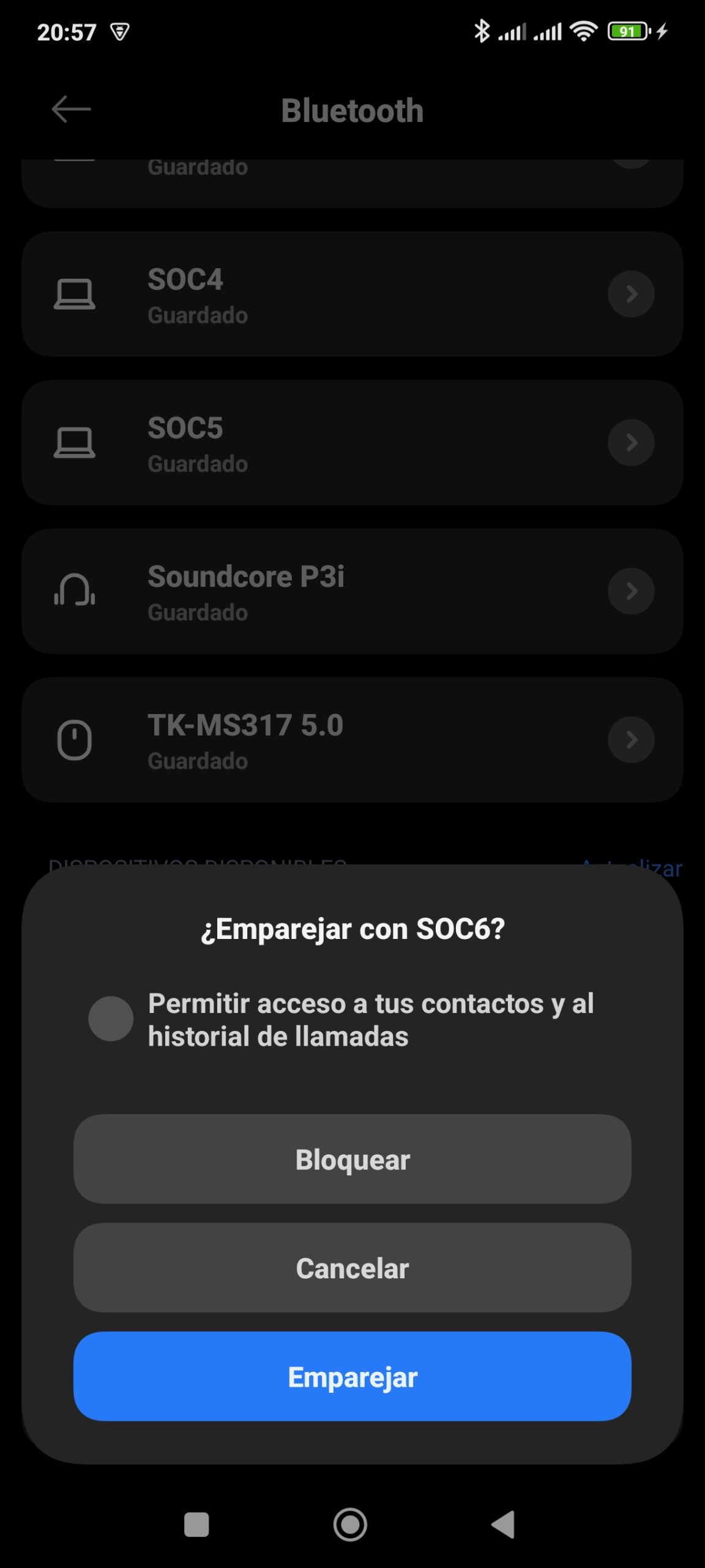 Vincular bluetooth